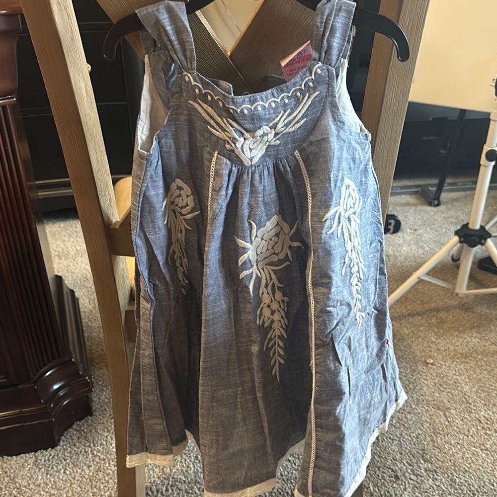 Blue and White Kids Casual Dress